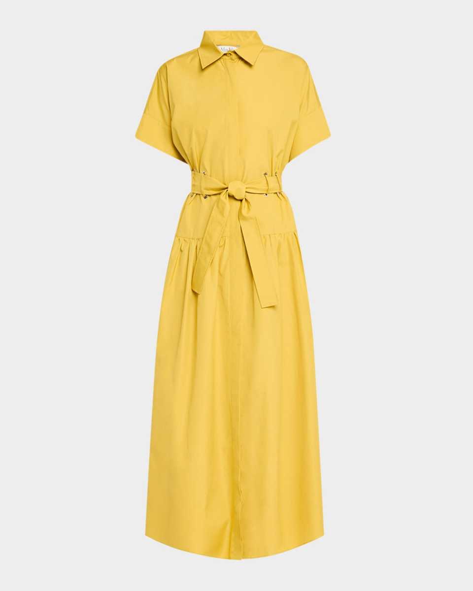 Agoraio Belted Drop-Waist Ankle Shirtdress